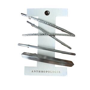 NWT Anthropologie Extra Large Silver Hair Barrettes Clips 5 Total